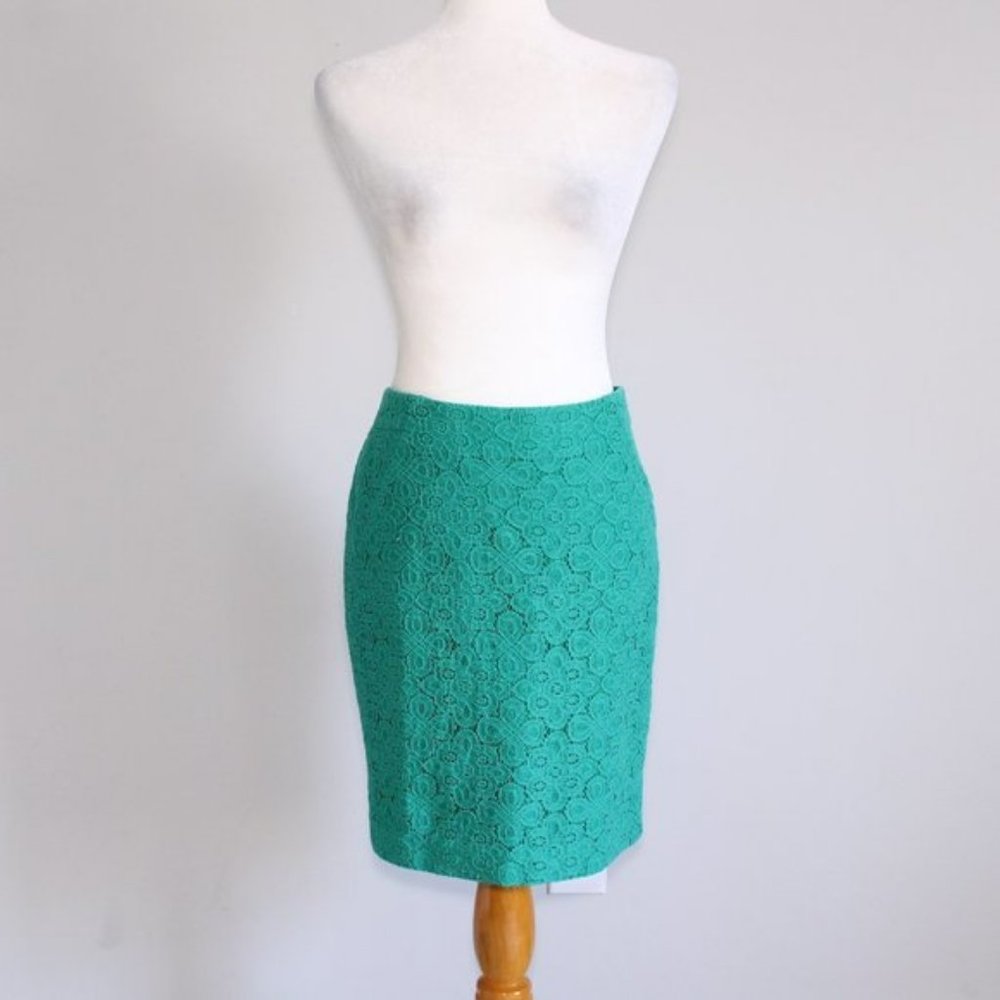 The Limited Lace Floral Pencil Skirt Teal Green 2